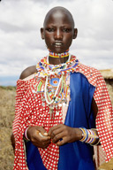 Maasai woman dressed for wedding ceremony, Amboseli