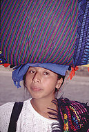 Guatemala: Antigua, woman wearing Coban huipile